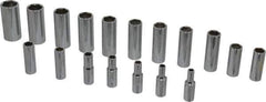 Proto - 18 Piece 3/8" Drive Chrome Finish Deep Well Socket Set - 6 Points, 6mm to 23mm Range, Metric Measurement Standard - Exact Tool & Supply