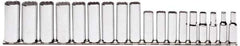 Proto - 18 Piece 3/8" Drive Chrome Finish Deep Well Socket Set - 12 Points, 6mm to 23mm Range, Metric Measurement Standard - Exact Tool & Supply