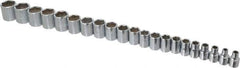 Proto - 21 Piece 3/8" Drive Chrome Finish Socket Set - 6 Points, 6mm to 26mm Range, Metric Measurement Standard - Exact Tool & Supply
