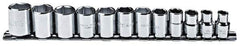 Proto - 12 Piece 3/8" Drive Chrome Finish Socket Set - 6 Points, 8mm to 19mm Range, Metric Measurement Standard - Exact Tool & Supply
