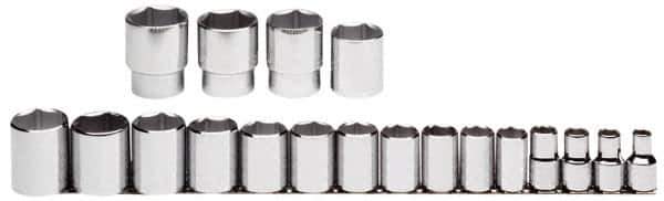 Proto - 19 Piece 1/2" Drive Chrome Finish Socket Set - 6 Points, 3/8" to 1-1/2" Range, Inch Measurement Standard - Exact Tool & Supply