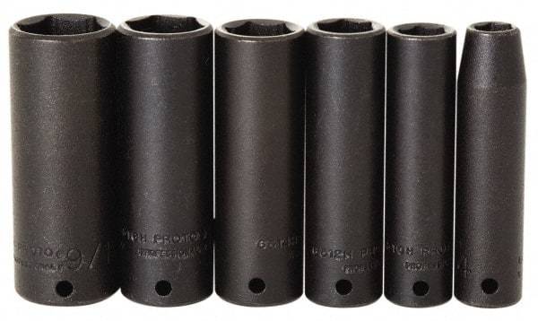 Proto - 7 Piece 1/4" Drive Impact Socket Set - 7mm to 13mm Range, Metric Measurement Standard - Exact Tool & Supply