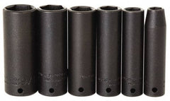 Proto - 7 Piece 1/4" Drive Impact Socket Set - 7mm to 13mm Range, Metric Measurement Standard - Exact Tool & Supply