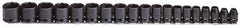 Proto - 19 Piece 3/8" Drive Black Finish Impact Socket Set - 6 Points, 6mm to 24mm Range, Metric Measurement Standard - Exact Tool & Supply
