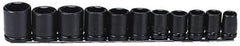 Proto - 11 Piece 1/2" Drive Black Finish Impact Socket Set - 6 Points, 1/2" to 1-1/8" Range, Inch Measurement Standard - Exact Tool & Supply