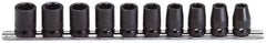 Proto - 10 Piece 1/2" Drive Impact Socket Set - 6 Points, 10 to 19mm, Metric Measurement Standard - Exact Tool & Supply