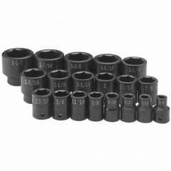 SK - 1/2" Drive Standard Impact Socket Set - 3/8 to 1-1/2", Inch Measurement Standard - Exact Tool & Supply