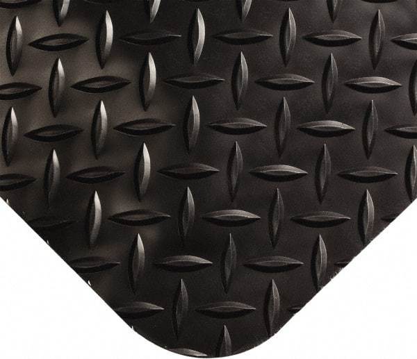 Wearwell - 16' Long x 2' Wide, Dry Environment, Anti-Fatigue Matting - Black, Vinyl with Nitrile Blend Base, Beveled on 4 Sides - Exact Tool & Supply