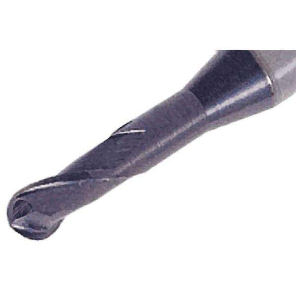 Iscar - 4mm Diam, 6mm LOC, 2 Flute Solid Carbide Ball End Mill - TiAlN Finish, Single End, 80mm OAL, 6mm Shank Diam, Spiral Flute - Exact Tool & Supply