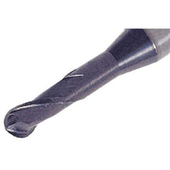 Iscar - 4mm Diam, 6mm LOC, 2 Flute Solid Carbide Ball End Mill - TiAlN Finish, Single End, 80mm OAL, 6mm Shank Diam, Spiral Flute - Exact Tool & Supply