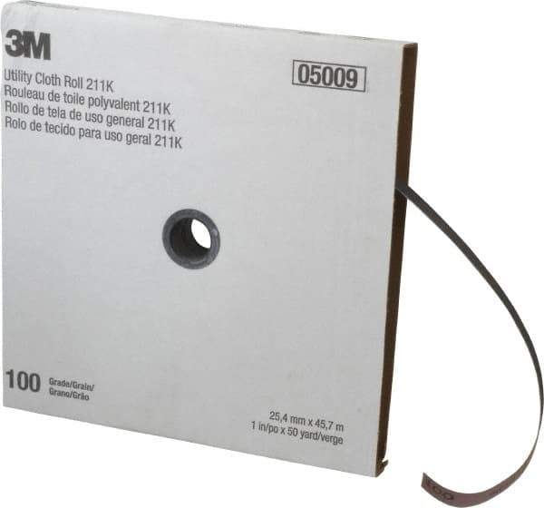 3M - 1" x 50 Yd 100 Grit Aluminum Oxide Cloth Roll - Fine Grade, J Weighted Backing - Exact Tool & Supply