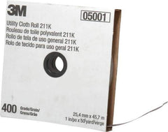 3M - 1" x 50 Yd 400 Grit Aluminum Oxide Cloth Roll - Super Fine Grade, J Weighted Backing - Exact Tool & Supply