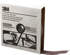 3M - 1" x 50 Yd 500 Grit Aluminum Oxide Cloth Roll - Super Fine Grade, J Weighted Backing - Exact Tool & Supply