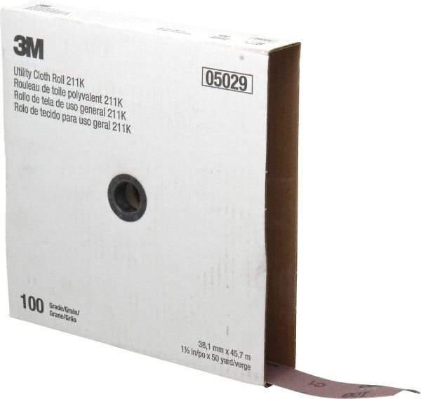 3M - 1-1/2" x 50 Yd 100 Grit Aluminum Oxide Cloth Roll - Fine Grade, J Weighted Backing - Exact Tool & Supply
