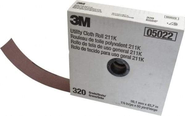 3M - 1-1/2" x 50 Yd 320 Grit Aluminum Oxide Cloth Roll - Extra Fine Grade, J Weighted Backing - Exact Tool & Supply