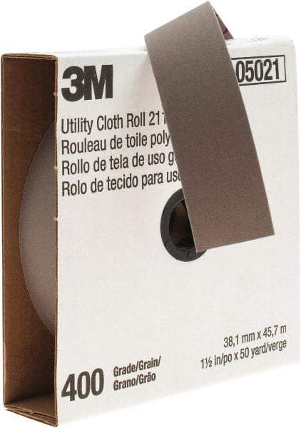 3M - 1-1/2" x 50 Yd 400 Grit Aluminum Oxide Cloth Roll - Super Fine Grade, J Weighted Backing - Exact Tool & Supply