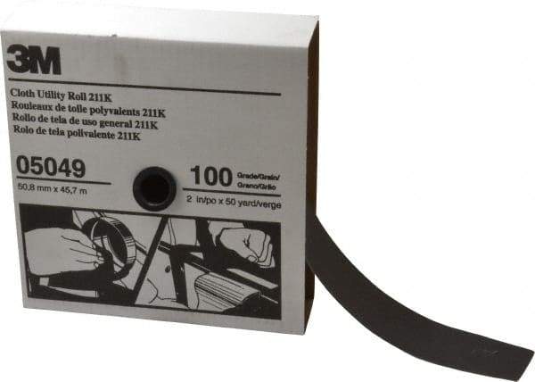 3M - 2" x 50 Yd 100 Grit Aluminum Oxide Cloth Roll - Fine Grade, J Weighted Backing - Exact Tool & Supply