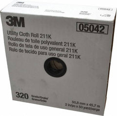 3M - 2" x 50 Yd 320 Grit Aluminum Oxide Cloth Roll - Extra Fine Grade, J Weighted Backing - Exact Tool & Supply
