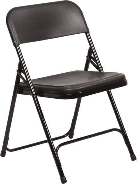 NPS - 18-3/4" Wide x 20-3/4" Deep x 29-3/4" High, Steel Folding Chair with Plastic Seat & Back - Black with Black Frame - Exact Tool & Supply