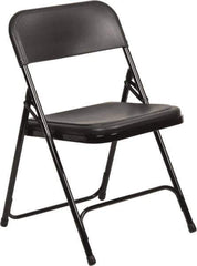 NPS - 18-3/4" Wide x 20-3/4" Deep x 29-3/4" High, Steel Folding Chair with Plastic Seat & Back - Black with Black Frame - Exact Tool & Supply