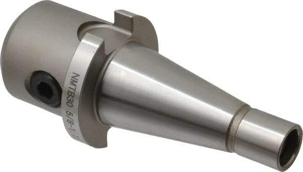 Accupro - NMTB30 Taper Shank 5/8" Hole End Mill Holder/Adapter - 1-7/16" Nose Diam, 1.3" Projection, 1/2-13 Drawbar, Through-Spindle Coolant - Exact Tool & Supply