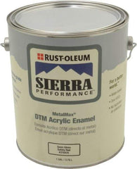 Rust-Oleum - 1 Gal Semi Gloss Safety Red Acrylic Enamel - 180 to 545 Sq Ft/Gal Coverage, <0 g/L VOC Content, Direct to Metal - Exact Tool & Supply