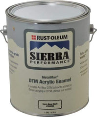 Rust-Oleum - 1 Gal Semi Gloss Black Acrylic Enamel - 180 to 545 Sq Ft/Gal Coverage, <0 g/L VOC Content, Direct to Metal - Exact Tool & Supply