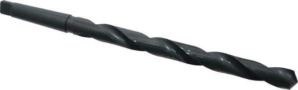 Interstate - 59/64", 3MT 118° Point High Speed Steel Taper Shank Drill Bit - Oxide Finish, 10" Flute Length, 15" OAL, Spiral Flute, Series 502 - Exact Tool & Supply