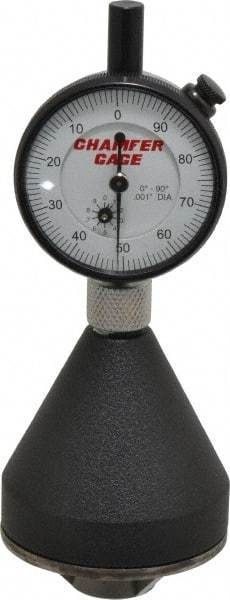 SPI - 1 to 2", 0 to 90° Included Angle, Internal Chamfer Gage - White Hardened Tool Steel (Plunger), 3 Blade & Conical Plunger, 0.001" Accuracy, 0.001" Graduation - Exact Tool & Supply