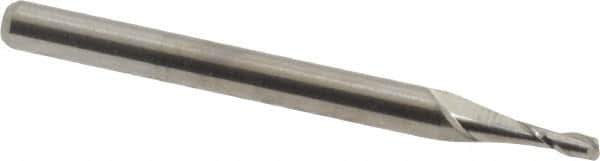 M.A. Ford - 1/16", 3/16" LOC, 1/8" Shank Diam, 1-1/2" OAL, 2 Flute, Solid Carbide Square End Mill - Single End, Uncoated, Spiral Flute, 30° Helix, Centercutting, Right Hand Cut, Right Hand Flute, Series 121 - Exact Tool & Supply