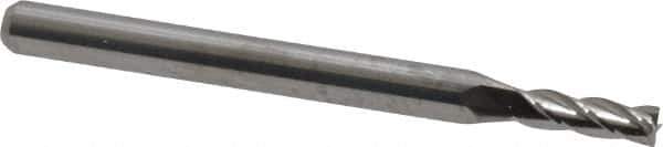 M.A. Ford - 3/32", 9/32" LOC, 1/8" Shank Diam, 1-1/2" OAL, 4 Flute, Solid Carbide Square End Mill - Single End, Uncoated, Spiral Flute, 30° Helix, Centercutting, Right Hand Cut, Right Hand Flute, Series 111 - Exact Tool & Supply