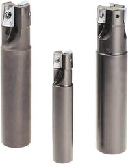 Tungaloy - 1/2" Cut Diam, 0.433" Max Depth of Cut, 5/8" Shank Diam, 3.35" OAL, Indexable Square Shoulder End Mill - ASMT 11T3.. Inserts, Weldon Shank, 90° Lead Angle - Exact Tool & Supply