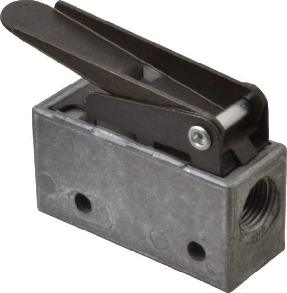Mead - 0.11 CV Rate, 3 Way Pilot Air Valve - Straight Leaf Actuator - Exact Tool & Supply