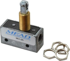 Mead - 0.11 CV Rate, 3 Way Pilot Air Valve - Roller Plunger Actuator - Exact Tool & Supply