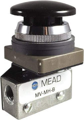 Mead - 0.11 CV Rate, 3 Way Pilot Air Valve - Mushroom Head Actuator - Exact Tool & Supply