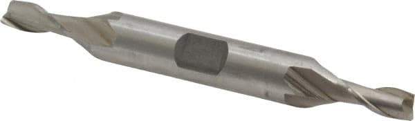 Interstate - 7/32", 1/2" LOC, 3/8" Shank Diam, 3-1/8" OAL, 2 Flute, High Speed Steel Square End Mill - Double End, Uncoated, Spiral Flute, 30° Helix, Centercutting, Right Hand Cut, Right Hand Flute - Exact Tool & Supply