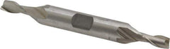 Interstate - 7/32", 1/2" LOC, 3/8" Shank Diam, 3-1/8" OAL, 2 Flute, High Speed Steel Square End Mill - Double End, Uncoated, Spiral Flute, 30° Helix, Centercutting, Right Hand Cut, Right Hand Flute - Exact Tool & Supply
