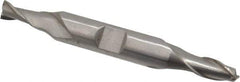 Interstate - 1/4", 1/2" LOC, 3/8" Shank Diam, 3-1/8" OAL, 2 Flute, High Speed Steel Square End Mill - Double End, Uncoated, Spiral Flute, 30° Helix, Centercutting, Right Hand Cut, Right Hand Flute - Exact Tool & Supply