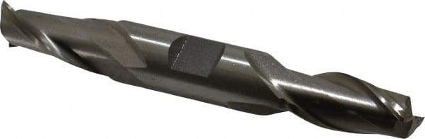 Interstate - 9/16", 1-1/8" LOC, 5/8" Shank Diam, 4-1/2" OAL, 2 Flute, High Speed Steel Square End Mill - Double End, Uncoated, Spiral Flute, 30° Helix, Centercutting, Right Hand Cut, Right Hand Flute - Exact Tool & Supply