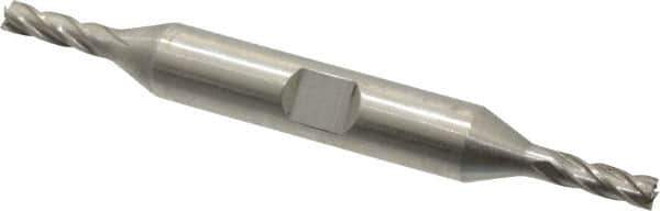 Interstate - 5/32", 7/16" LOC, 3/8" Shank Diam, 3-1/8" OAL, 4 Flute, High Speed Steel Square End Mill - Double End, Uncoated, Spiral Flute, 30° Helix, Right Hand Cut, Right Hand Flute - Exact Tool & Supply