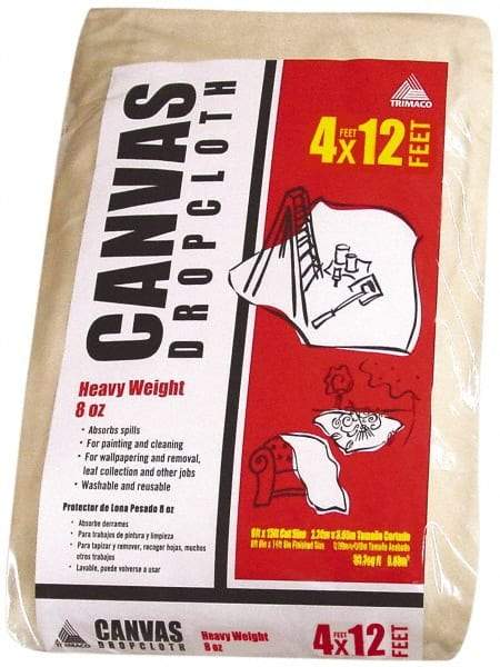 TRIMACO - Heavyweight 8 oz Canvas Drop Cloth - 12' x 4' - Exact Tool & Supply