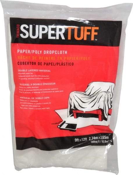 TRIMACO - Medium Weight Paper/Plastic Drop Cloth - 12' x 9' - Exact Tool & Supply