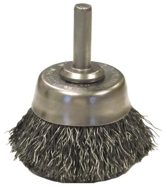 Anderson - 1-3/4" Brush Diam, Crimped, End Brush - 1/4" Diam Shank, 13,000 Max RPM - Exact Tool & Supply
