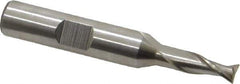 Interstate - 7/32", 1/2" LOC, 3/8" Shank Diam, 2-3/8" OAL, 2 Flute, High Speed Steel Square End Mill - Single End, Uncoated, Spiral Flute, 30° Helix, Centercutting, Right Hand Cut, Right Hand Flute - Exact Tool & Supply