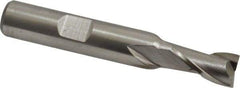 Interstate - 21/64", 9/16" LOC, 3/8" Shank Diam, 2-3/8" OAL, 2 Flute, High Speed Steel Square End Mill - Single End, Uncoated, Spiral Flute, 30° Helix, Centercutting, Right Hand Cut, Right Hand Flute - Exact Tool & Supply