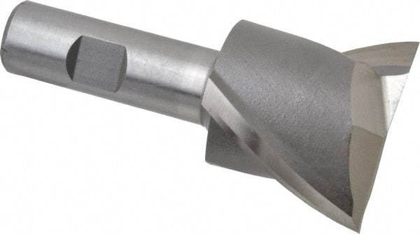 Interstate - 2", 1-5/8" LOC, 3/4" Shank Diam, 3-7/8" OAL, 2 Flute, High Speed Steel Square End Mill - Single End, Uncoated, Spiral Flute, 30° Helix, Centercutting, Right Hand Cut, Right Hand Flute - Exact Tool & Supply