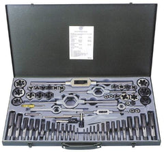 Interstate - 1/8-44 to 3/4-16 Tap, 1/8-44 to 3/4-16 Die, UNF, Tap and Die Set - Carbon Steel, Carbon Steel Taps, Nonadjustable, 41 Piece Set with Metal Case - Exact Tool & Supply