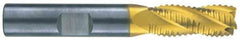 RobbJack - 7/16" Diam, Fine Pitch, 1" LOC, 4 Flute Solid Carbide Roughing Square End Mill - TiN Finish, 2-3/4" OAL, 7/16" Shank Diam, Single End, Centercutting, 30° Helix - Exact Tool & Supply