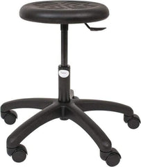 Made in USA - 15-1/2 to 20-1/2" High Utility Stool - Polyurethane Seat, Black - Exact Tool & Supply