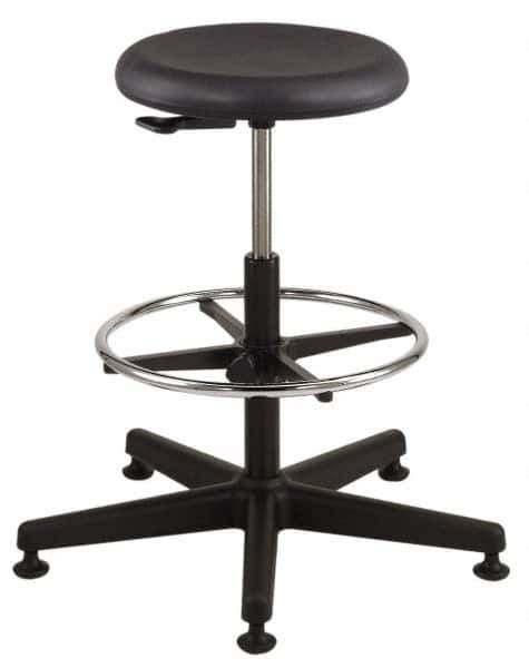 Bevco - 18-1/2 to 26" High Versa Backless Utility Stool with Black Nylon Base - Polyurethane Seat, Black, Mushroom Glides - Exact Tool & Supply